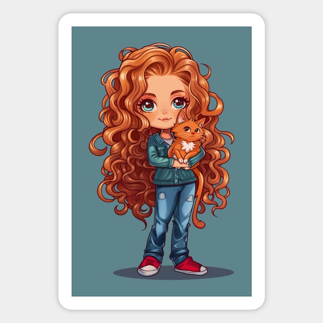 Ginger Girl Ginger Cat Magnet by JunkyDotCom